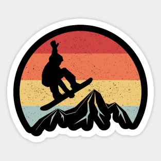 Vintage Retro Snowboarding Sun 70s 80s Sticker